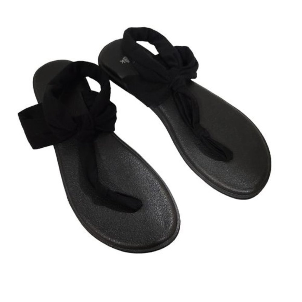 Sanuk Women Yoga Sling Black Sandals Size 8